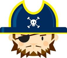 dibujos animados bravucón parche en el ojo pirata capitán personaje vector