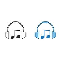 auriculares logo icono ilustración vistoso y contorno vector