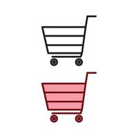 trolley cart logo icon illustration colorful and outline vector