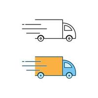 delivery car logo icon illustration colorful and outline vector