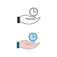 hand clock logo icon illustration colorful and outline vector