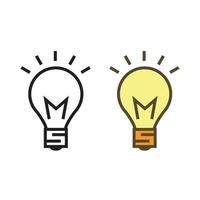 lightbulb logo icon illustration colorful and outline vector