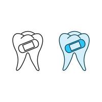 toothache logo icon illustration colorful and outline vector