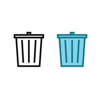 trash can logo icon illustration colorful and outline vector