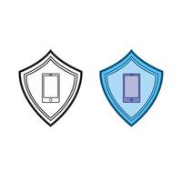 phone guard logo icon illustration colorful and outline vector