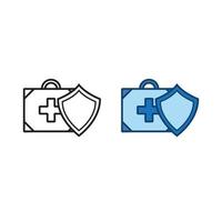 medical bag guard logo icon illustration colorful and outline vector