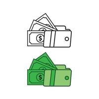 wallet money logo icon illustration colorful and outline vector