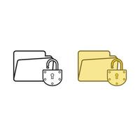 folder lock logo icon illustration colorful and outline vector