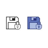 data lock logo icon illustration colorful and outline vector