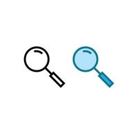 magnifying glass logo icon illustration colorful and outline vector