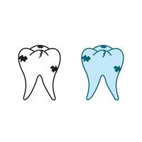 caries tooth logo icon illustration colorful and outline vector