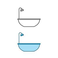 bathtub logo icon illustration colorful and outline vector