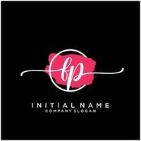 Initial FP feminine logo collections template. handwriting logo of initial signature, wedding, fashion, jewerly, boutique, floral and botanical with creative template for any company or business. vector