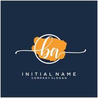 Initial BA feminine logo collections template. handwriting logo of initial signature, wedding, fashion, jewerly, boutique, floral and botanical with creative template for any company or business. vector