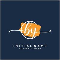 Initial BY feminine logo collections template. handwriting logo of initial signature, wedding, fashion, jewerly, boutique, floral and botanical with creative template for any company or business. vector