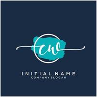 Initial CW feminine logo collections template. handwriting logo of initial signature, wedding, fashion, jewerly, boutique, floral and botanical with creative template for any company or business. vector