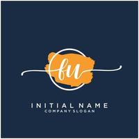 Initial FU feminine logo collections template. handwriting logo of initial signature, wedding, fashion, jewerly, boutique, floral and botanical with creative template for any company or business. vector