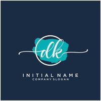 Initial DK feminine logo collections template. handwriting logo of initial signature, wedding, fashion, jewerly, boutique, floral and botanical with creative template for any company or business. vector