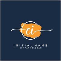 Initial EI feminine logo collections template. handwriting logo of initial signature, wedding, fashion, jewerly, boutique, floral and botanical with creative template for any company or business. vector