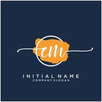 Initial EM feminine logo collections template. handwriting logo of initial signature, wedding, fashion, jewerly, boutique, floral and botanical with creative template for any company or business. vector