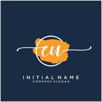 Initial EU feminine logo collections template. handwriting logo of initial signature, wedding, fashion, jewerly, boutique, floral and botanical with creative template for any company or business. vector