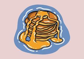 Pancakes with syrup and butter with honey vector. Pile of pancakes on a isolated background. Important day vector