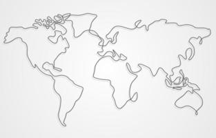 Outlined World Map with Surrounding Border vector