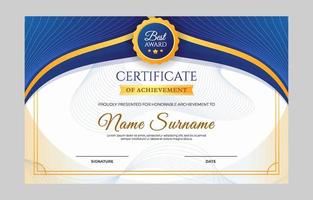 Gradient Blue Golden General Certificate Template vector