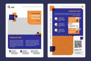 Flat Blue Orange Company Profile with Place Holder vector