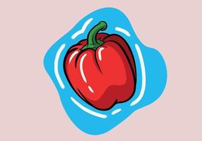 Hand drawn vector red bell pepper Paprika isolated on background. vitamin c in bell pepper.