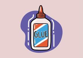 Hand drawn Bottle of white glue with red top isolated on background. Flat vector illustration