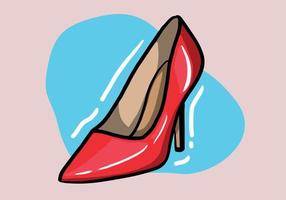 Hand drawn vector illustration of elegant fashionable red womens shoes with high heel isolated on background