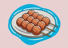 Japanese Mitarashi Dango. Dangos. Traditional Japanese dessert. Hand drawn Dango. vector