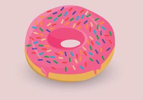 Donut isolated on a white background. Cute, colorful and shiny donut with pink glaze and multicolored powder. vector