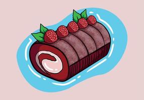 Swiss Cake Roll Collection Isolated on background. Cakes with Chocolate and raspberry vector