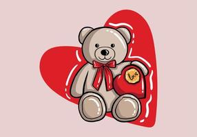 Happy Valentine's Day Vector Design. Valentine's Day Vector With cute Teddy bear and hearts. Valentine's Day Design for Poster, Social Media, Banner or Advertisement.