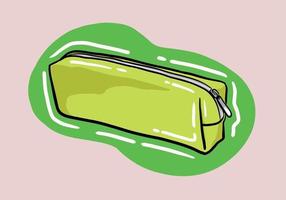 Hand drawn green pencil case vector icon for web design isolated on background