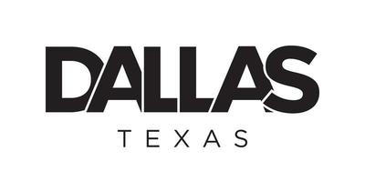 dallas, texas, diseño de eslogan tipográfico de estados unidos. logotipo de América con letras gráficas de la ciudad para impresión y web. vector