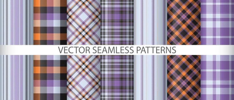 Set plaid tartan texture. Pattern background check. Seamless fabric vector textile.