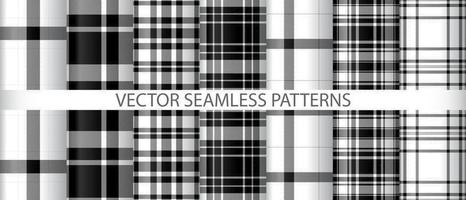 Set pattern textile fabric. Background check tartan. Vector plaid seamless texture.