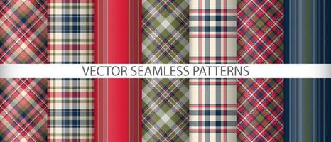 Set texture fabric background. Check plaid tartan. Pattern seamless textile vector. vector