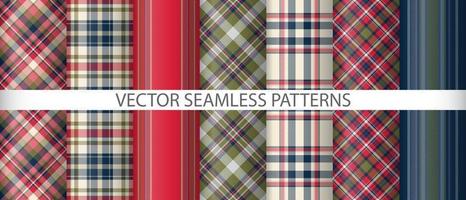 Set texture fabric background. Check plaid tartan. Pattern seamless textile vector. vector