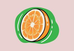 Hand drawn fresh orange fruit circle slices isolated background. Cartoon style orange fruit circle slice. vector