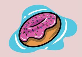 Donut isolated on a background. Cute, colorful and shiny donut with pink glaze and multicolored powder. vector