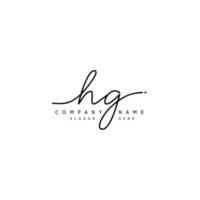 inicial hg escritura de firma logo vector