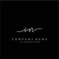 Initial IN handwriting of signature logo vector