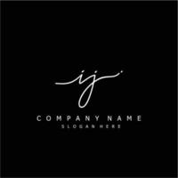 Initial IJ handwriting of signature logo vector