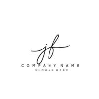 Initial JF handwriting of signature logo vector