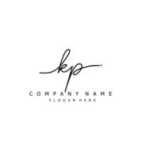 Initial KP handwriting of signature logo vector