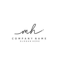 Initial MH handwriting of signature logo vector